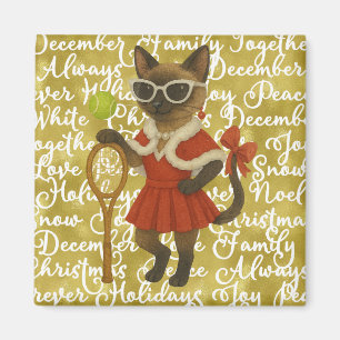 Tennis Kerstthema voor Siamese Kat Liefhebbers Magneet