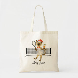 Tennis Kerstthema voor speler die kat liefheeft Tote Bag