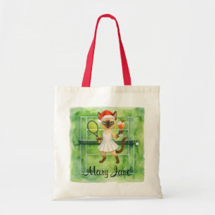 Tennis Kerstthema voor speler die kat liefheeft Tote Bag