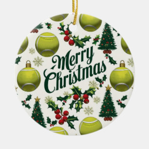 Tennis Kerstthema voor Speler Keramisch Ornament