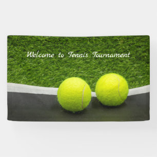 Tennis-label op zwarte en groene achtergrond spandoek