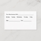 Tennis Leçons Rendez-vous Carte de visite Modèle (Dos)