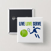 Tennis: Leef. Liefde. Serve Vierkante Button 5,1 Cm (Voorkant /achterkant)