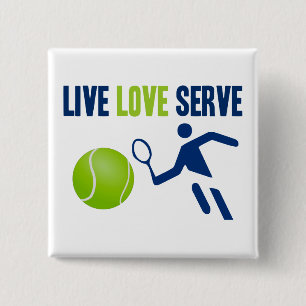 Tennis: Leef. Liefde. Serve Vierkante Button 5,1 Cm