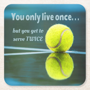 Tennis leeft één keer, twee keer zeven, Tennis B Vierkante Kartonnen Onderzetter