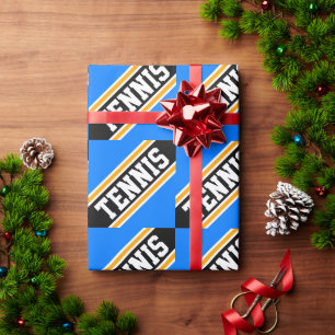 TENNIS Leuke Sportieve Helderblauwe Zwarte Racing Cadeaupapier
