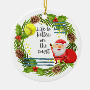 Tennis Leven is beter op het veld Kerstfeest Keramisch Ornament