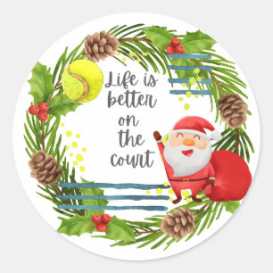 Tennis Leven is beter op het veld Kerstfeest Ronde Sticker