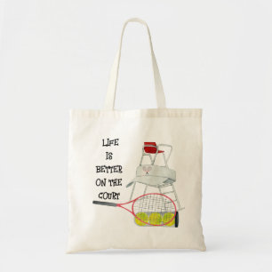 Tennis Life is beter voor de rechtbank waterverf Tote Bag