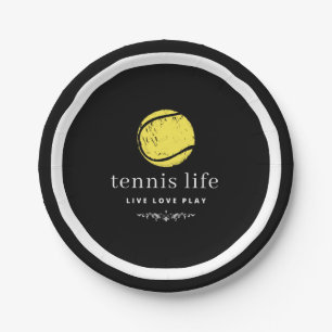 Tennis Life Live Love Play Typography Quote Black Papieren Bordje
