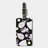 Tennis Love Pattern Pink and Black Bagagelabel (Voorkant verticaal)