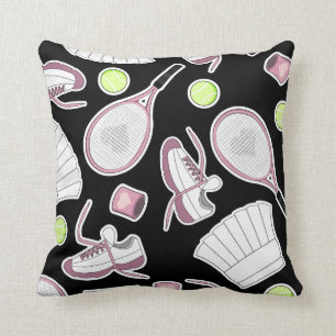 Tennis Love Pattern Pink and Black Kussen