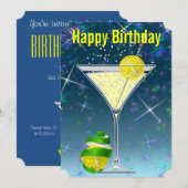 Tennis Martini Birthday party Kaart (Voorkant / Achterkant)