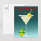 Tennis Martini Happy Birthday Briefkaart (Voorkant / Achterkant)