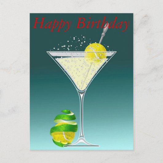 Tennis Martini Happy Birthday Briefkaart (Voorkant)