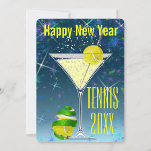 Tennis Martini New Year Kaart