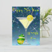 Tennis Martini New Year Kaart (Staand voorkant)