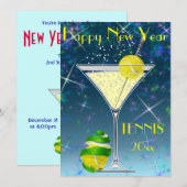 Tennis Martini New Year Kaart (Voorkant / Achterkant)