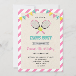 Tennis meisje thema uitnodiging