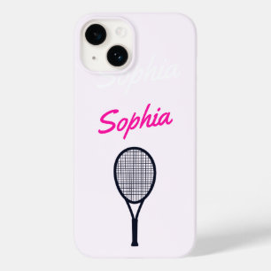 Tennis Meisjes Aangepaste Naam Gift Roze Zwart Case-Mate iPhone 14 Hoesje
