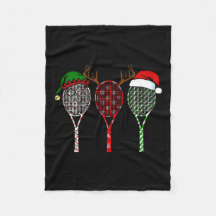 Tennis Merry Chistmas 3 Tennis Racket Kerstmis Fleece Deken