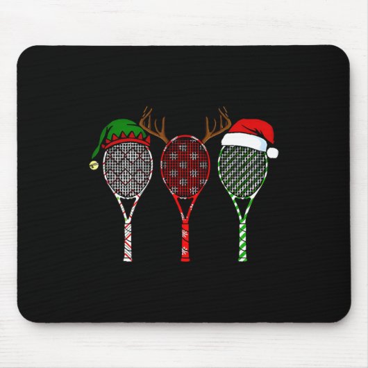 Tennis Merry Chistmas 3 Tennis Racket Kerstmis Muismat (Voorkant)