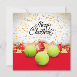 Tennis Merry Kerstmis en Happy Nieuwjaar Feestdagenkaart