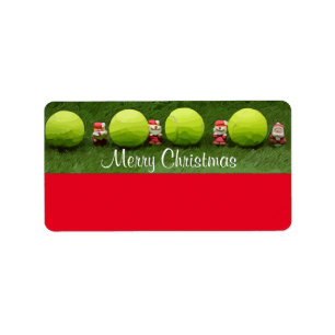 Tennis Merry Kerstmis met bal en kerstman Etiket