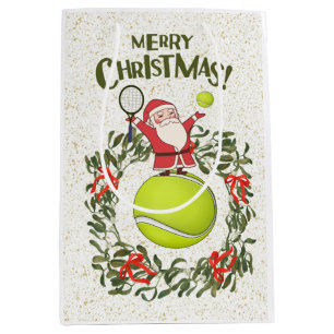 Tennis Merry Kerstmis met kerstman Medium Cadeauzakje