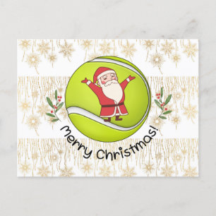 Tennis Merry Kerstmis met kerstman op bal Briefkaart