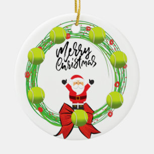 Tennis Merry Kerstmis met Kerstmis Keramisch Ornament