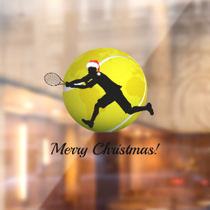 Tennis Merry-kersttekstspeler & Santa Hat Raamsticker
