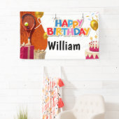 Tennis met racket en bal Happy Birthday Spandoek (Insitu)