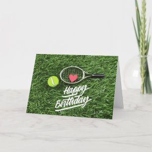 Tennis met racket voor verjaardagswensen kaart