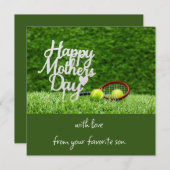 Tennis-Moederdag met racket en bal op groen Feestdagenkaart (Voorkant / Achterkant)