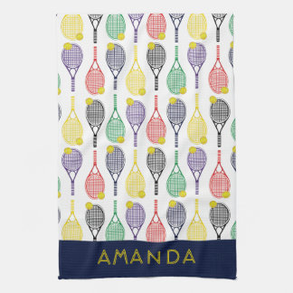 Tennis Multi-Colored Persoonlijke Naam of Monogram Theedoek