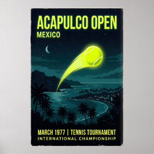 Tennis Muurkunst Acapulco Open, Nachthemel - Palm Poster