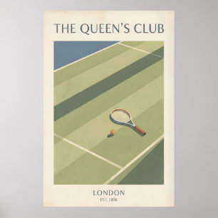 Tennis Muurkunst Vintage Courtside Scene - Londen Poster