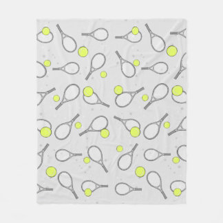 Tennis Naadloos Patroon - Racket en Bal op Grijs Fleece Deken