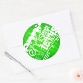Tennis; Neon Green Stripes. Ronde Sticker (Envelop)