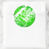Tennis; Neon Green Stripes. Ronde Sticker (Tas)