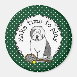 Tennis Old English Sheepdog (Grey 1) Dog Cute) Magneet