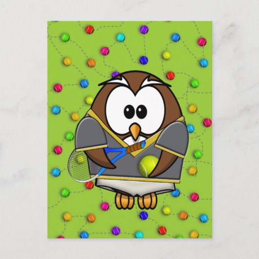 tennis-owl boy briefkaart (Voorkant)