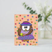 tennis-owl girl briefkaart (Staand voorkant)