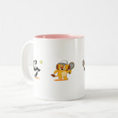 Tennis Panda en Lion Tweekleurige Koffiemok (Voorkant links)