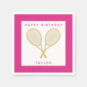 Tennis Party Chique Goud en Roze Custom Servet (Voorkant)