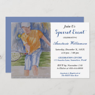TENNIS PARTY EVENT INVITE KAART