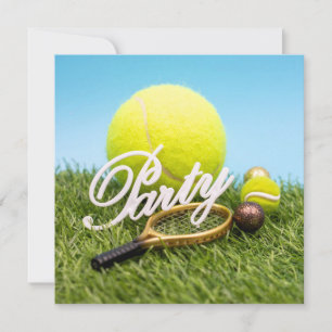 Tennis Party invitation raquette et balle de tenni