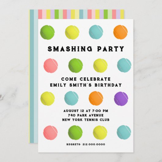 Tennis Party Kaart (Voorkant / Achterkant)