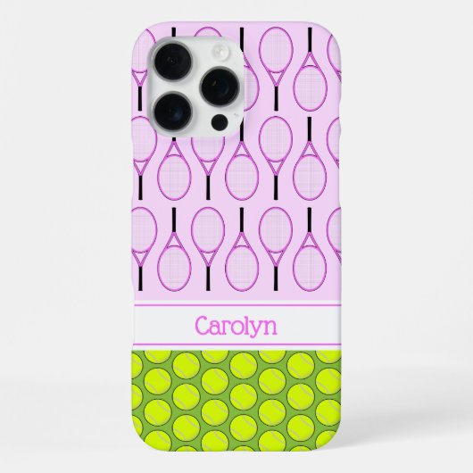 Tennis patroon aangepaste naam roze groen iPhone hoesje (Achterkant)